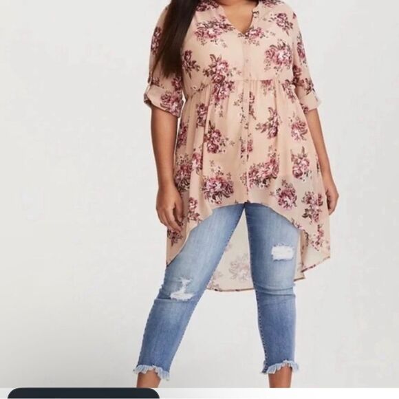 NWOT Torrid Pink Asymmetrical Tunic Blouse - Picture 1 of 10